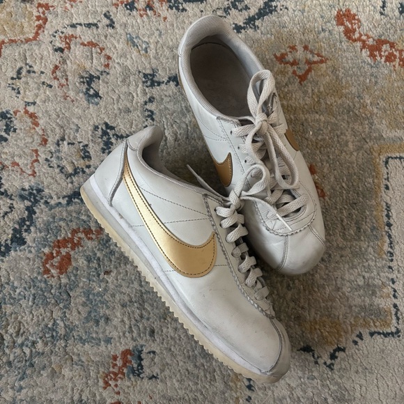 Nike Shoes - Nike Women's Cortez Sneakers in Off White and Gold